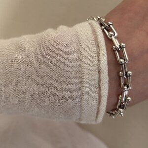 U Link Sterling Silver Plated Minimalist Bracelet
